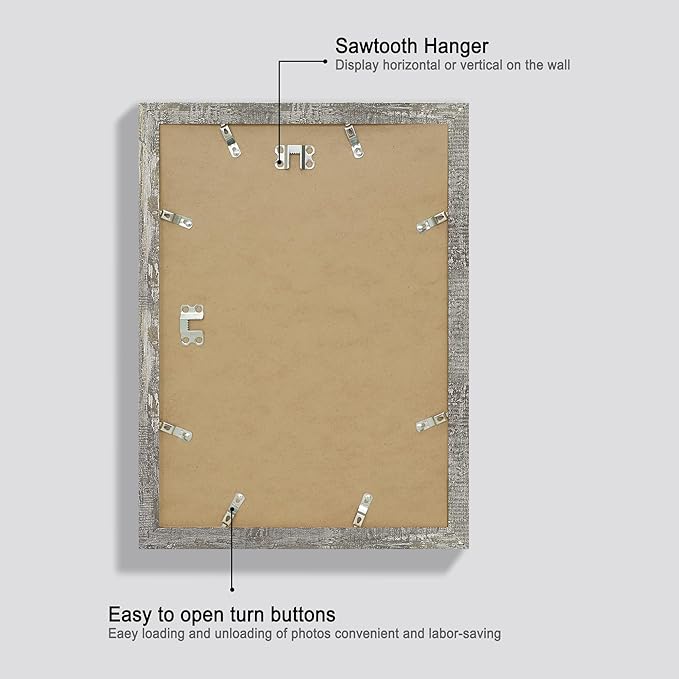 iRahmen 10x14 Picture Frame Set of 4 with Tempered Glass, Distressed Moss Green Frames Display 8x12 Picture with Mat or 10 x 14 Without Mat, Rustic Wood Photo Frames for Wall Mounting