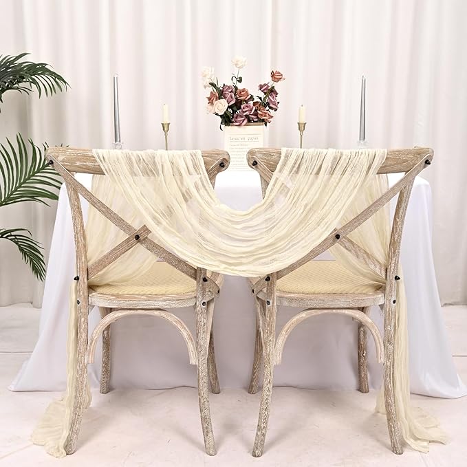 15 Pack Ivory Cheesecloth Table Runner 17 x 108 Inch Fall Thanksgiving Boho Rustic Farmhouse Gauze Cheese Cloth Runner for Wedding Party Baby Shower Home Decor Holiday Decorations