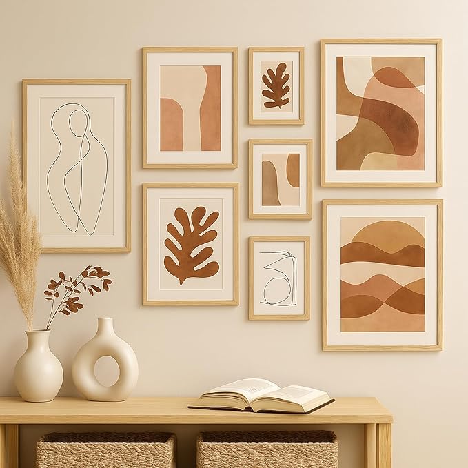 8x12 Oak Wood Picture Frams - Minimalist 8x12 Oak Wood Frames, 8"x12" Picture Frame Wood, Natural Solid Wooden Picture Frames for Wall Art Photo and Prints(3 Pack, Beige)
