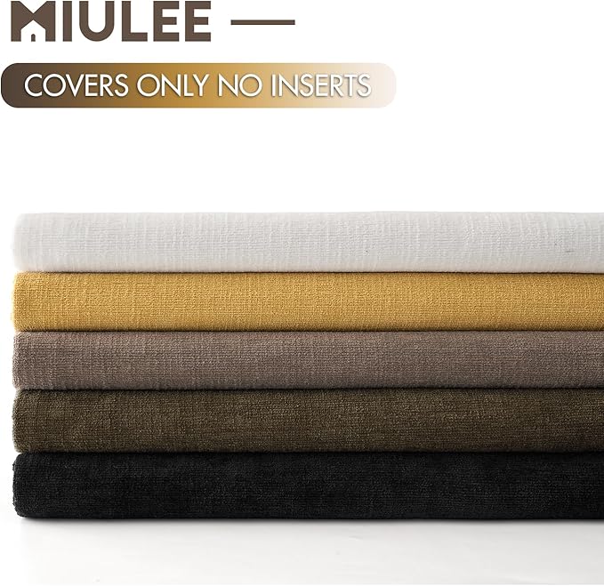 MIULEE Coffee Couch Pillow Covers 18x18 Inch, Set of 2 Soft Chenille Decorative Square Throw Pillow Covers Farmhouse for Sofa Living Room Bed