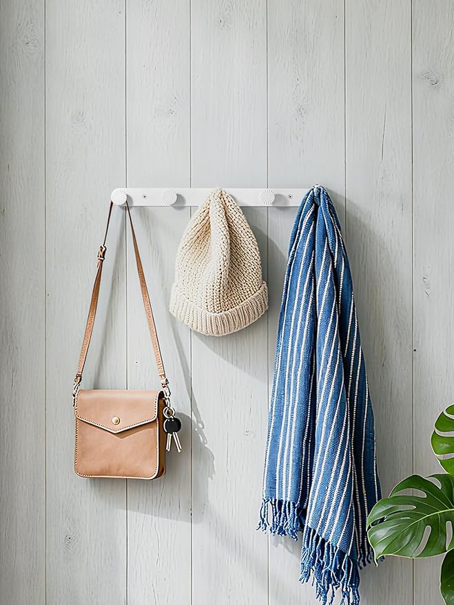 1 Pack Coat Rack Wall Mounted White Towel Hooks for Bathrooms Wall Hooks for Hanging Robe Coat Hooks Kitchen Decorative Heavy Duty Zinc Alloy