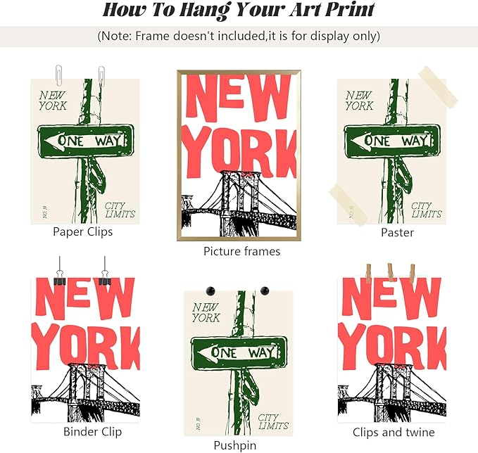 New York City Wall Art Nyc Canvas Wall Decor Vintage New York Pictures Poster Trendy Minimalist Wall Art Retro Prints New York City Painting Modern Artwork for Living Room 12x16x2 Inch Unframed