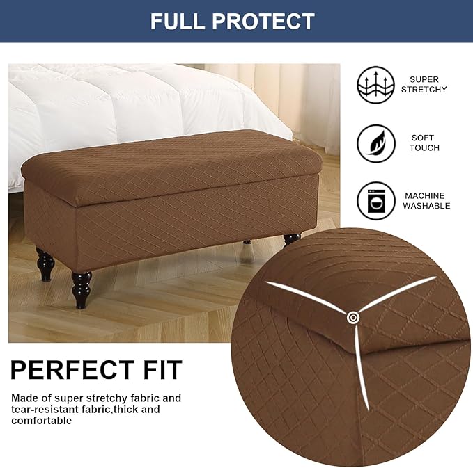 FUANGUI Ottoman Cover Stretch Storage Ottoman Bench Slipcover Printed Folding Storage Bench Ottoman Cover Footrest Stool Slipcover Footstool Protector Cover with Elastic Bottom, Large