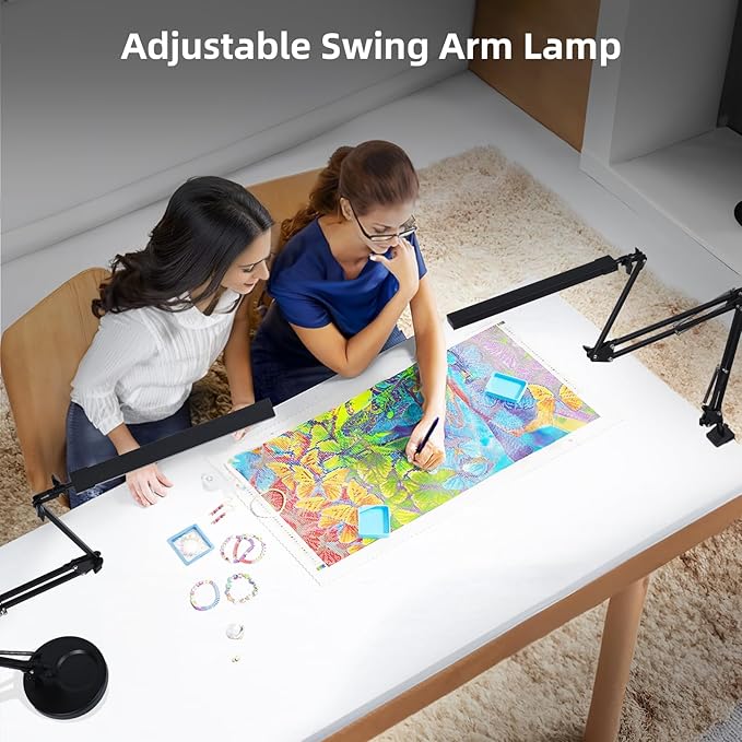 NOEVSBIG LED Desk Lamp with Clamp,2-in-1 Clamp on Desk Lamps with Base,50.7" Adjustable Swing Arm Architect Desk Lamp,Memory Function Desk Lights for Home Office,Workbench,Reading,Craft,Drafting