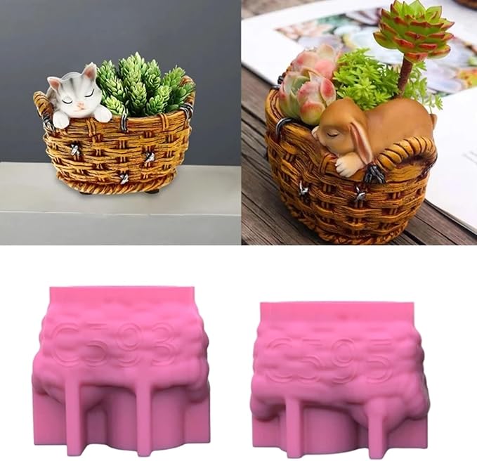 Woven Flower Basket Flower Pot Silicone Mold Succulent Planter Vase Concrete Mold Candle Jar Plaster Epoxy Resin Cement Clay Mould