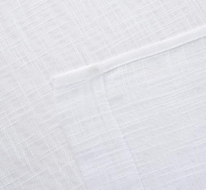 MIUCO White Sheer Curtains Poly Linen Textured Solid Grommet Curtains 63 Inches Long for Bedroom 2 Panels (2 x 37 Wide x 63" Long) White