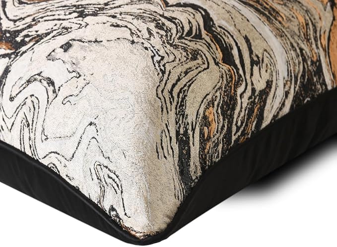 1pc Polyester Pillow Cover Multicolor Abstract Texture Geometric Lines Black Moire Marble Pattern Light Luxury Single-Sided high-Precision Jacquard with Zipper 18 x 18 inches(no Pillow core)
