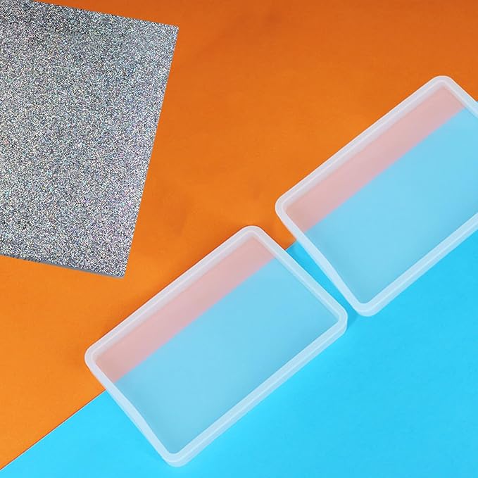2pcs 7x5 inch Resin Tray Molds, Rectangle Silicone Molds, Flat Concrete Molds Resin Epoxy Silicone Board Molds for Resin Epoxy DIY, White