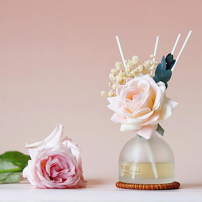 Reed Diffuser Set,4.06 oz Scented Diffuser with 6 Sticks,Home Fragrance,Reed Diffuser for Bathroom Shelf Decor (Jasmine Rose)