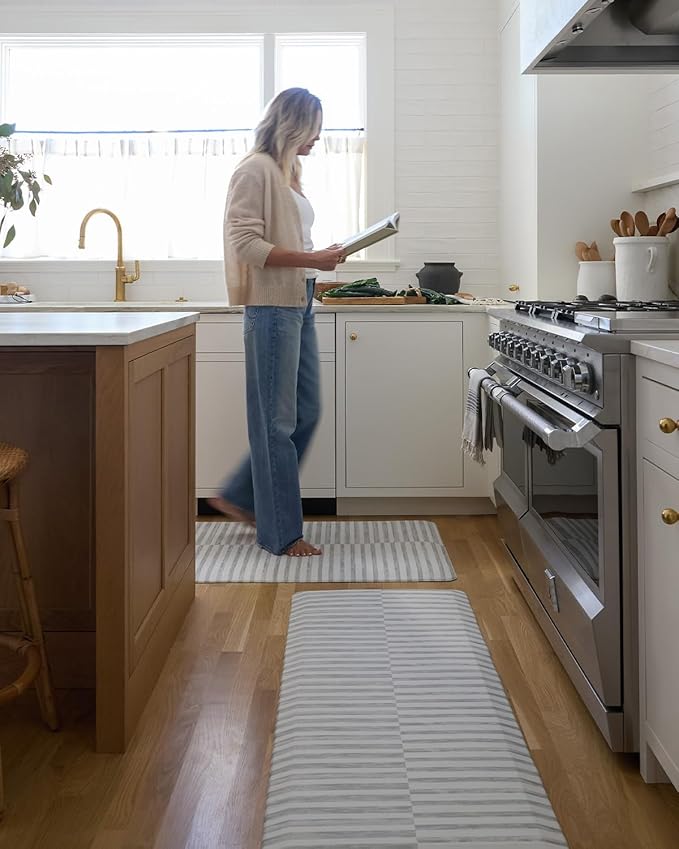 House of Noa Nama Standing Mat – Anti-Fatigue Cushioned Kitchen Mats for Floor | Ergonomic Bounce-Back Foam Kitchen Mats | Anti-Fatigue Mats for Kitchen & Standing | Reese Ash | 22" x 54"