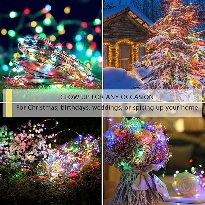 Sanniu Led Fairy Lights Battery Operated, 8 Packs Mini Battery Powered Copper Wire Starry String Lights for Christmas,Bedroom,Wedding,Parties,Patio,Indoor,Home Decoration (5m/16ft Multicolor)