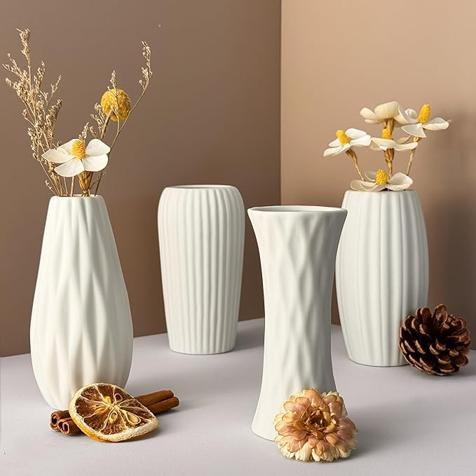 White Vase Set of 12, Small White Bulk Bud Vases for Pampas Grass for Wedding Table Centerpieces Decoration, Modern Boho for Rustic Vase.