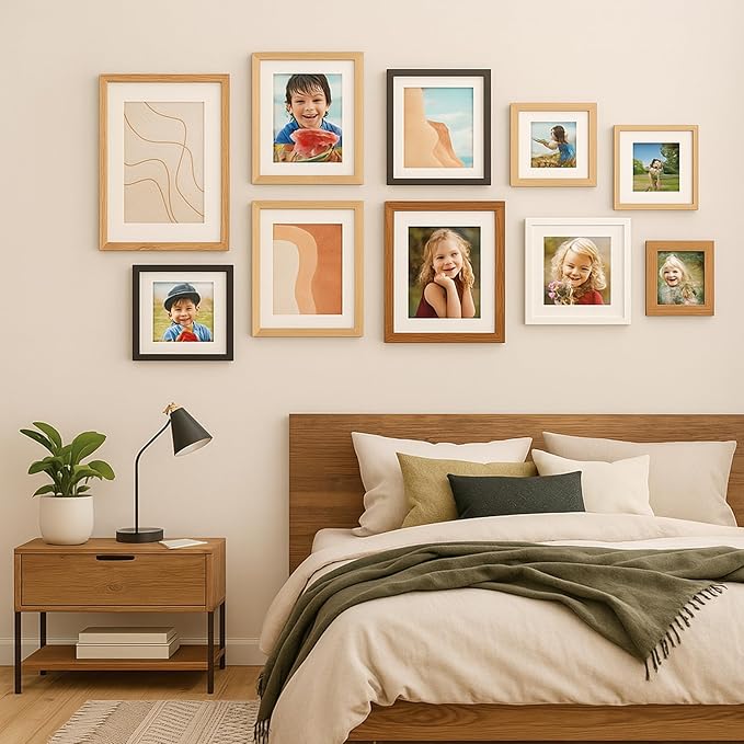 6x6 Oak Wood Picture Frame - Minimalist 6x6 Picture Frame, 6"x6" Frame Wood, Natural Solid Wooden Picture Frames for Wall Art Photo and Prints(3 Pack, Beige)