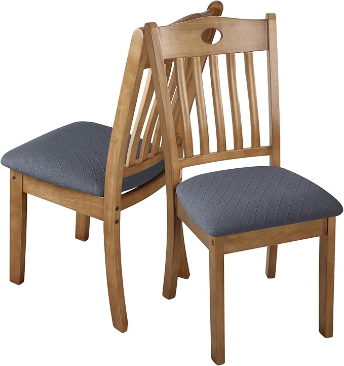Fuloon Stretch Chair Seat Covers 6 PCS, Removable Washable Dining Chair Covers Anti-Dust Dining Room Seat Cushion Slipcovers (6, Gray)