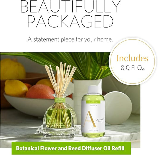 AGRARIA Reed Diffuser Refill, Scented Oil Home Fragrance, Reed Oil Diffuser Gift Set for All Occasions, Lime & Orange