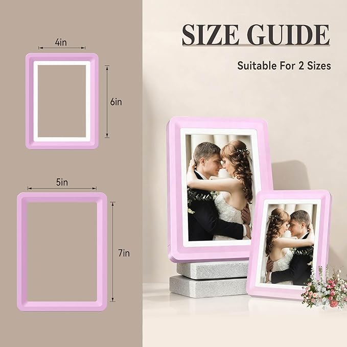 Pink 5x7 Picture Frame with Acrylic Front 3 Pack, ABS Frame for 5x7 or 4x8 Photos, Shatterproof UV-Resistant Tabletop Photo Frame, Vertical/Horizontal Display for Home Décor