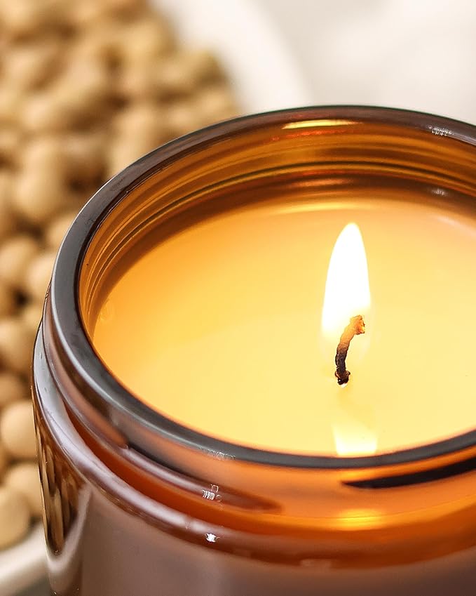 AOOVOO Candle Set - 4PC Scented Candles, 28 oz Soy Candles, Soy Candle for Home Scented, Joy Orange/Laughter Cranberry/Love Rose/Passion Grapefruit