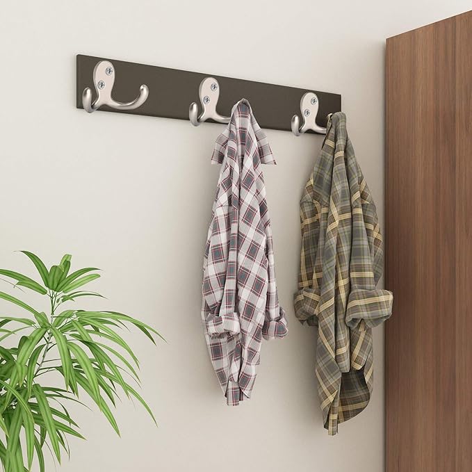 IBosins 28 Pack Heavy Duty Double Prong Coat Hooks Wall Mounted with 56 Screws Retro Double Hooks Utility Hooks for Coat, Scarf, Bag, Towel, Key, Cap, Cup, Hat
