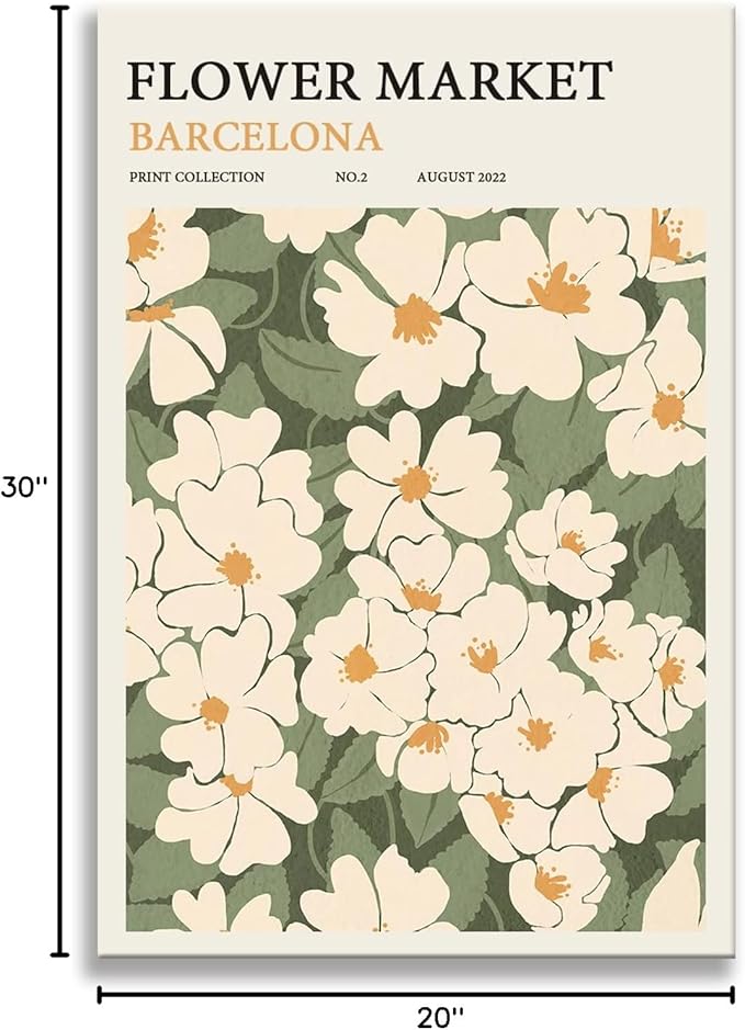 Zzuyi Flower Market poster Decor Green And White Fresh Art poster Canvas poster for Living Room, Bed Room, Office Home Decoration Gift- 20X30 In Unframed