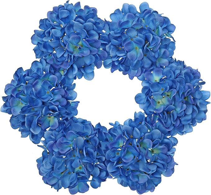 Hollyone 6 Pcs Blue Hydrangea Artificial Flowers Heads with Stems Silk Faux Hydrangea Navy Blue Fake Flowers for Home Indoor Outdoor DIY Floral Wedding Flower Bouquets Kitchen Table Centerpiece Decor
