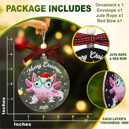 Axolotl Ornament - Axolotl Christmas Ornament - Axolotl Gifts for Girls, Women, Teens - Cute Sea Animal Gift Lovers for Women - Xmas Tree Hanging Acrylic Sea Animals Ornament 2025