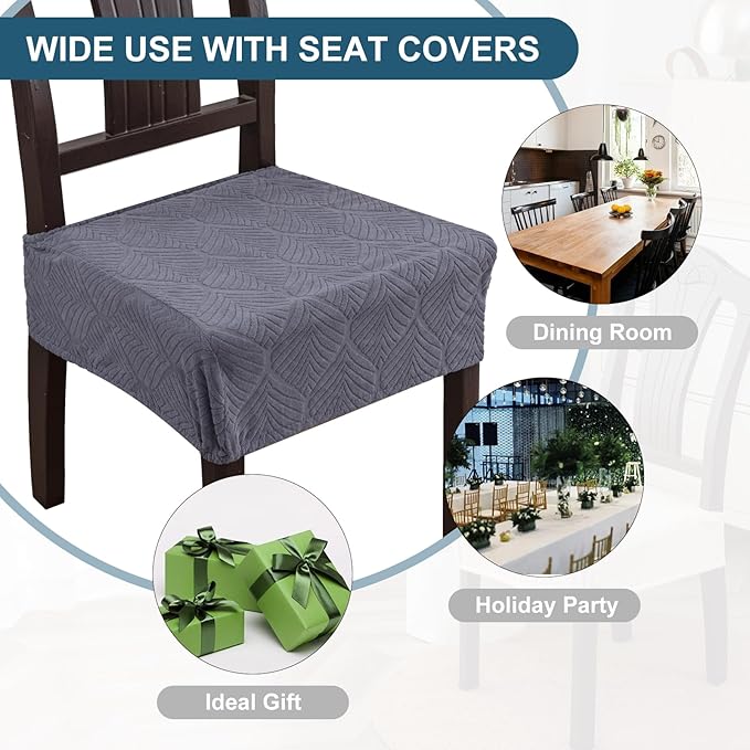 Waterproof Stretch Seat Covers,Dining Room Chair for 6 Set Removable Washable Chair Slipcover Protectors,No Rear Covers,Dark Grey