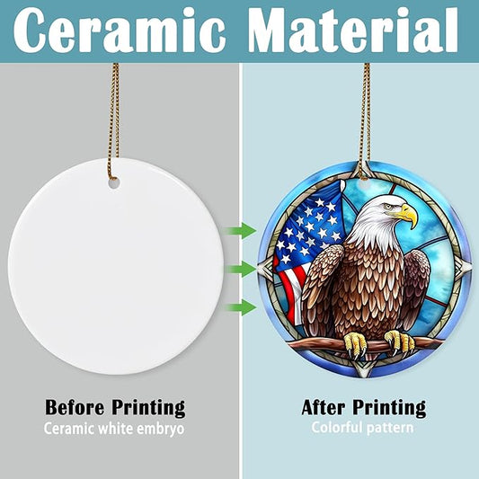 Bald Eagle Christmas Ornaments, Touber Christmas Hanging Ornament, Christmas Tree Ornaments, Holiday Decor, Gifts for Bald Eagle Lovers, Eagles Theme Gift - Pattern A