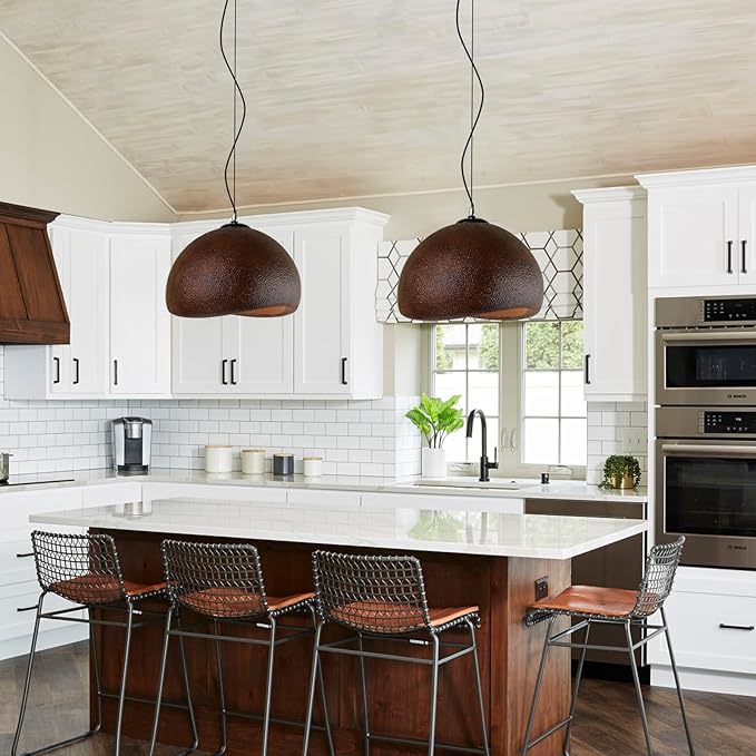 JAYMP 50cm Wabi Sabi Pendant Light for Dining Room Kitchen Island Farmhouse Hanging Lamp E26 Base Japanese Style Bird Nest Shape Lighting Fixture (Dark Brown,B Shape, 50cm/19.7in)