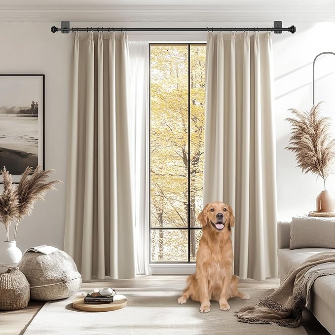 Black Curtain Rod for Windows 30 to 60 Inches,5/8 Inch Diameter Small Curtain Rods Set with Adhesive Brackets,Renter Friendly Adjustable Curtain Rods for Bedroom,Living room