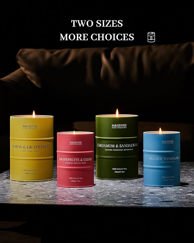 M&SENSE Bamboo Scented Candles Natural Non Toxic, Large Aromatherapy Candle for Stress Relief Meditation Relaxing, Housewarming Gifts for Women Men, 21.2oz 120 Hour Long Burning