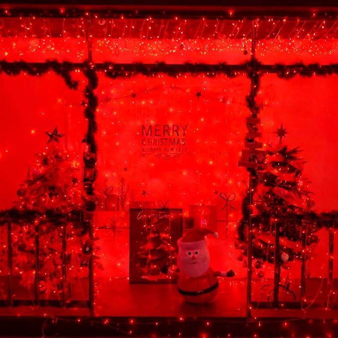 YEGUO 165ft 500 LED Christmas Lights Outdoor Waterproof, Red String Lights Indoor Plug in, 8 Modes Clear Wire Twinkle Lights or Christmas Tree