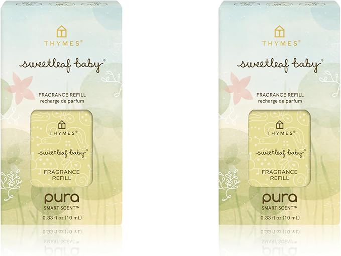 Thymes Pura Refills – 2 Pack of Oil Diffuser Scents – Long-Lasting Pura Diffuser Refills – Premium Home Fragrance – Notes of Rosemary, White Sage, Jasmine and Lemon (Sweetleaf Baby, Pack of 2)