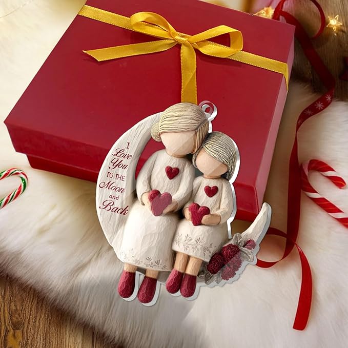 Jesuspirit Grandma & Grandchild Christmas Ornament β Grandma and Me, Acrylic Ornament for Grandmother, First 2025 (I Love You to The Moon and Back)