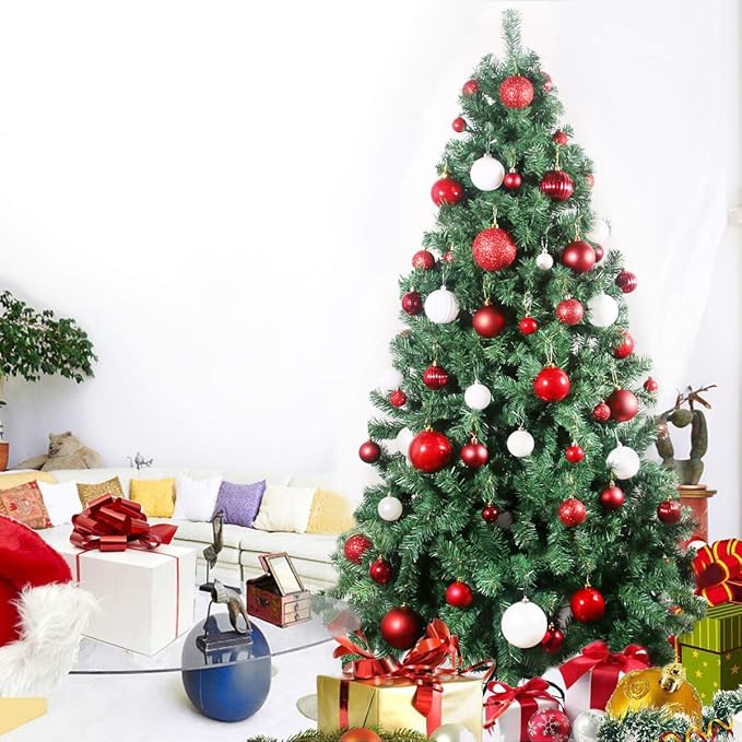 Red & White 3.2" Large Christmas Balls - Christmas Tree Decoration Ornaments Shatterproof Hanging Balls for Birthday Halloween Holiday Wedding Decorations Set of 24pcs