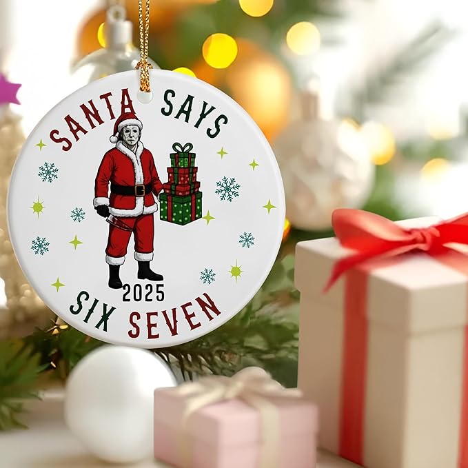 Six Seven Christmas Ornaments 2025 | Michael Myer Horror Ornament | Funny 67 Meme Ornament | 67 Gifts | Trending Ornaments | Christmas Decor | Gen Z Alpha Xmas Gift