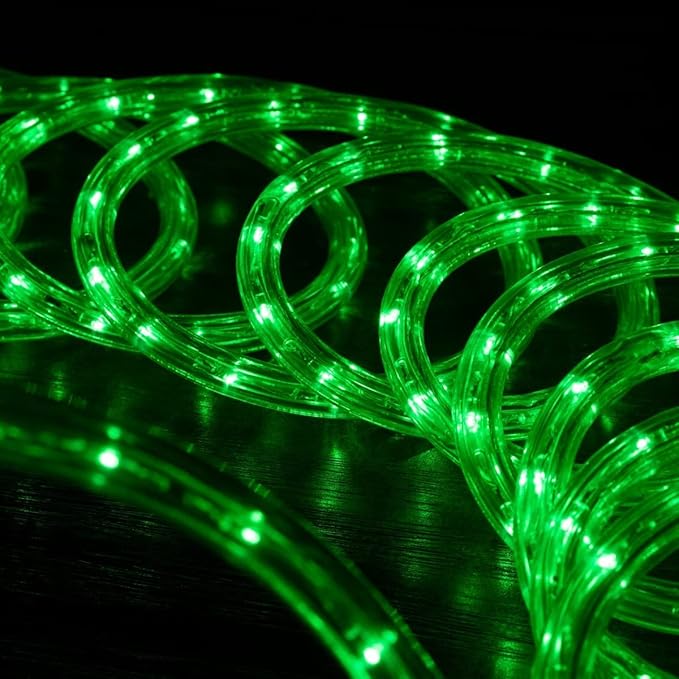 WYZworks 108LEDs, 10ft LED Outside Rope Lights, Waterproof Permanent Outdoor ETL Certified Connectable Clear Tube, Christmas Palm Tree Holiday Decorative Landscape Patio Accent Lighting - Green