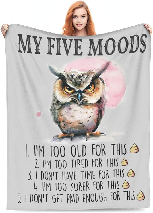 Cute Owl Throw Blanket Funny Owl Five Modes Decor Blanket Super Cozy Plush Lightweight Soft Plush Flannel Fleece Blanket Gifts for Girls Boys Kids Women Men Teenager for Sofa Bed Couch 50"X60"