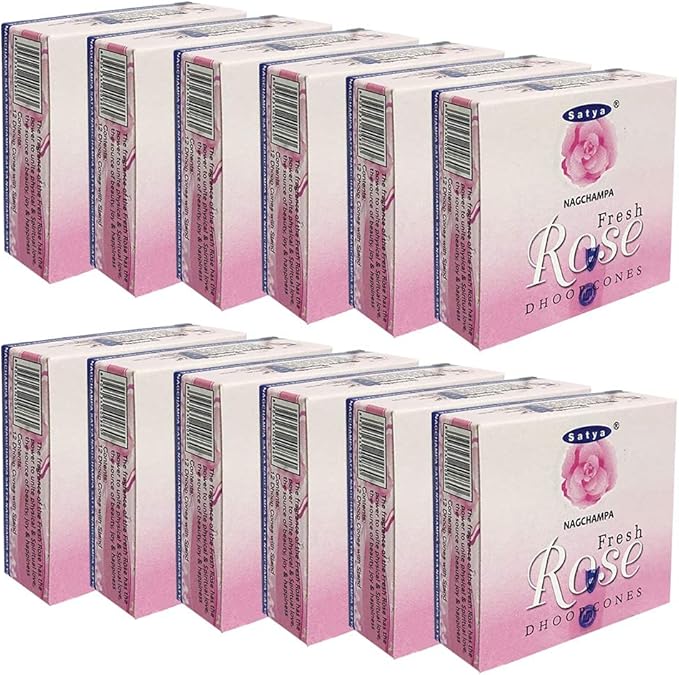 Fresh Rose Incense Cones and Cone Incense Burner Bundle Insence Insense Satya Incense