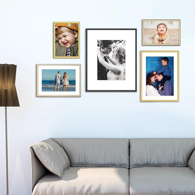 3.5x5-3P Picture Frame Black Brushed Thin Metal Float Photo Frame with HD Glass, Fit 2.5x3.5 with Mat or 3.5 x 5 without Mat, for Table and Wall, 3 Pack