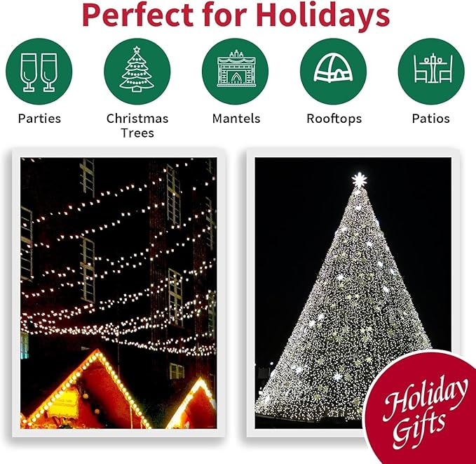 LAMPHOME 60 Count Cool White -String Lights - LED Christmas Lights, Mini led Lights for Indoor Outdoor Home Holiday Party Wedding Independence Day Decoration