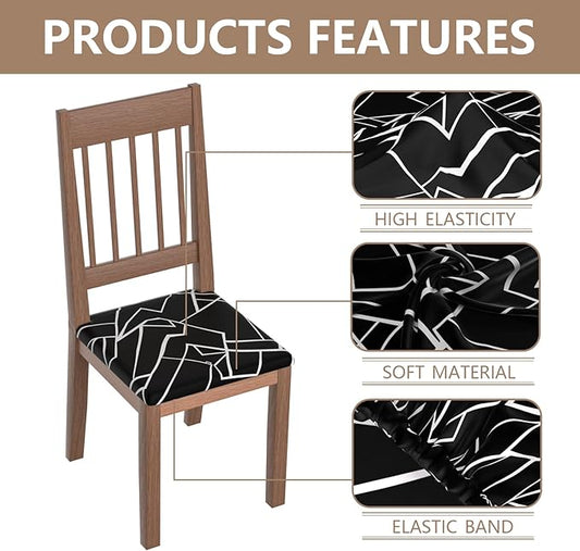Stretch Dining Chair Seat Covers Set of 8,Dining Chair Slipcovers, Floral Printed Chair Covers,Soft Fabric Washable Upholstered Chair Seat Protector, No Rear Covers for Home Kitchen Dining Room
