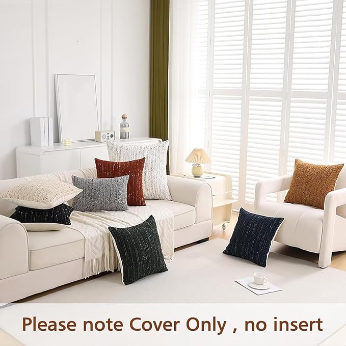 Textured Boucle Lumbar Pillow Covers 12x20 Neutral Striped Throw Pillows Soft Modern Farmhouse Pillow Cases, 1pc Decorative Accent Rectangle Couch Cushion Cover for Bed Chair Sofa, White