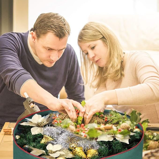 Primode Heavy Duty Wreath Storage Bag 30"- Garland Wreaths Container with Handles - Durable 600D Oxford Polyester Material Xmas Holiday Wreaths Storage Holder 30” (Green)
