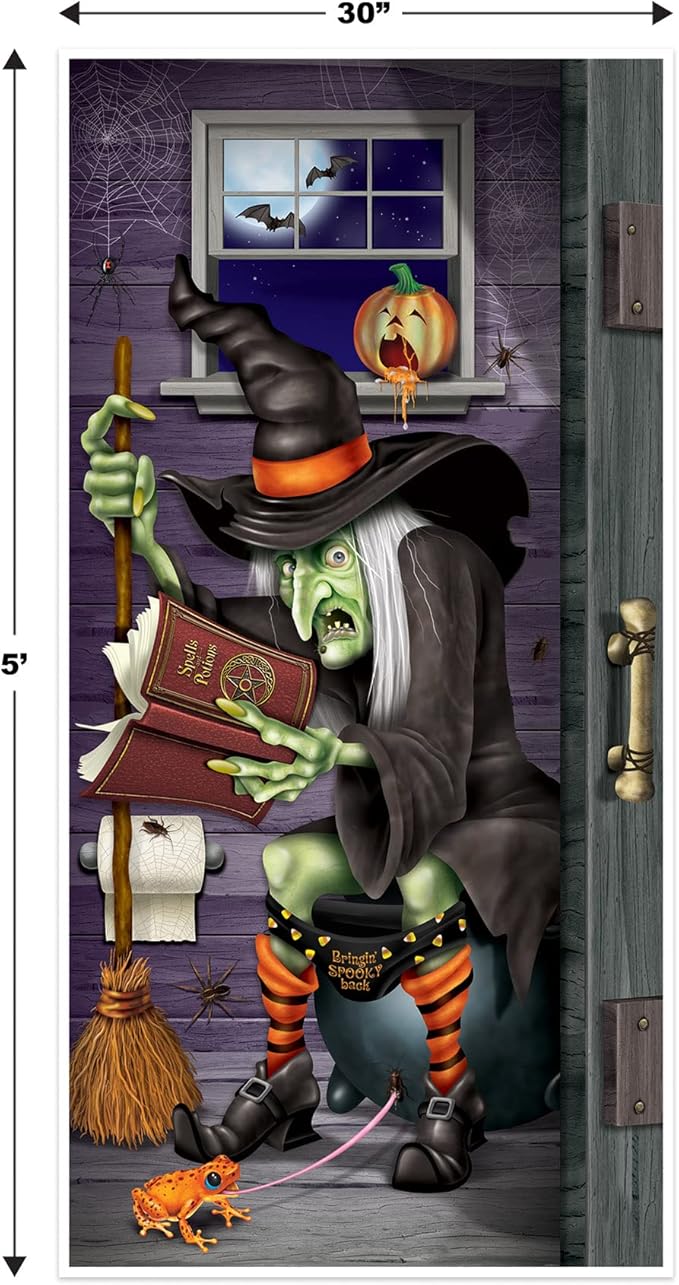 Witch Restroom Door Cover Party Accessory (1 count) (1/Pkg)