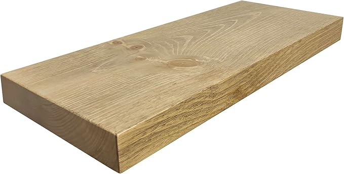 joelsantiques 24 Inch Wooden Floating Shelves for Wall - 24x10x2 in - Made of Natural Wood - Long Heavy Duty Rustic Wall Shelves for Bedroom - Perfect for Living Room, Kitchen - Beige