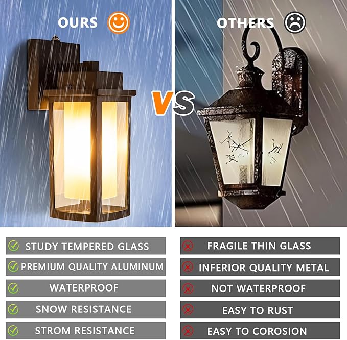JYZ Dusk to Dawn Sensor Outdoor Wall Sconce Lighting, Exterior Outdoor Wall Mount Lantern, Waterproof Anti-Rust Porch Light Fixture, Modern Contemporary Outside Lamp for House Front Door Garage Patio