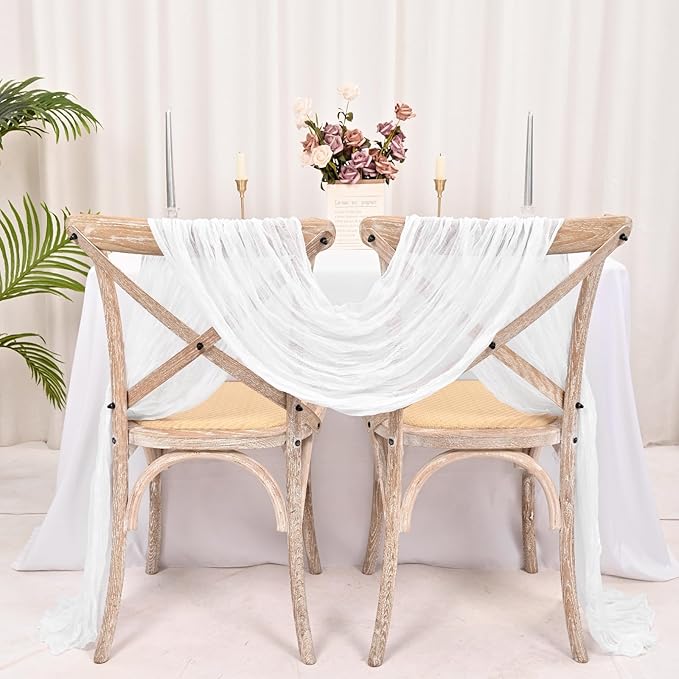 15 Pack White Cheesecloth Table Runner 17 x 108 Inch Fall Thanksgiving Boho Rustic Farmhouse Gauze Cheese Cloth Runner for Wedding Party Baby Shower Home Decor Holiday Decorations