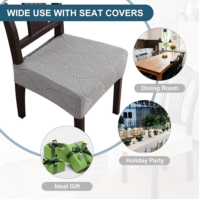 Waterproof Stretch Seat Covers,Dining Room Chair for 2 Set Removable Washable Chair Slipcover Protectors,Rear Covers,Light Grey