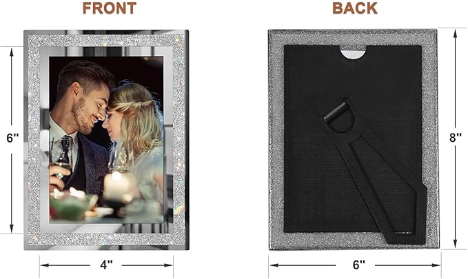 IZIDDO 4x6 Picture Frames Set of 2, Glitter Glass Photo Frame for Tabletop Display, Gifts Picture Frame, Horizontally or Vertically