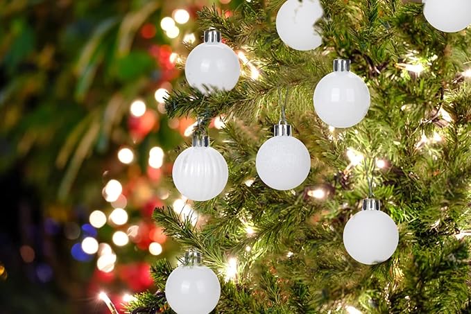 1.57" White Christmas Ornaments for Christmas Tree 36 Pcs Mini Shatterproof Balls Christmas Tree Decorations Small Xmas Ornaments Balls with Hanging Loop for Wedding Holiday Party Wreath Home Decor